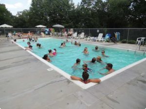 Family in the pool